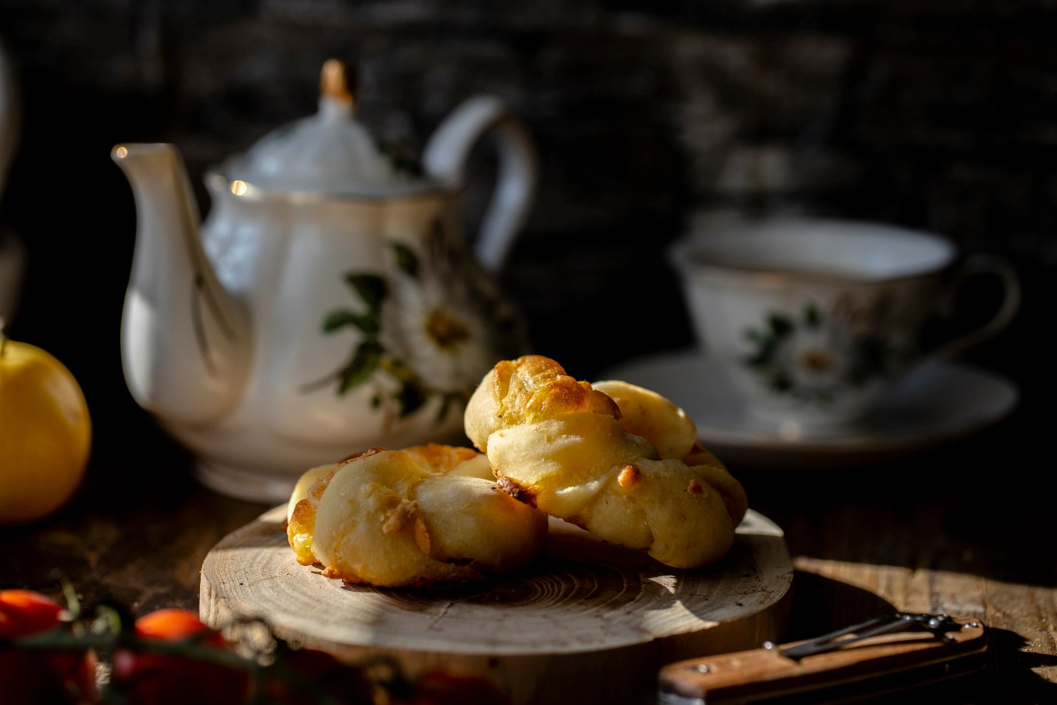 Coffee served with pastries on a café table