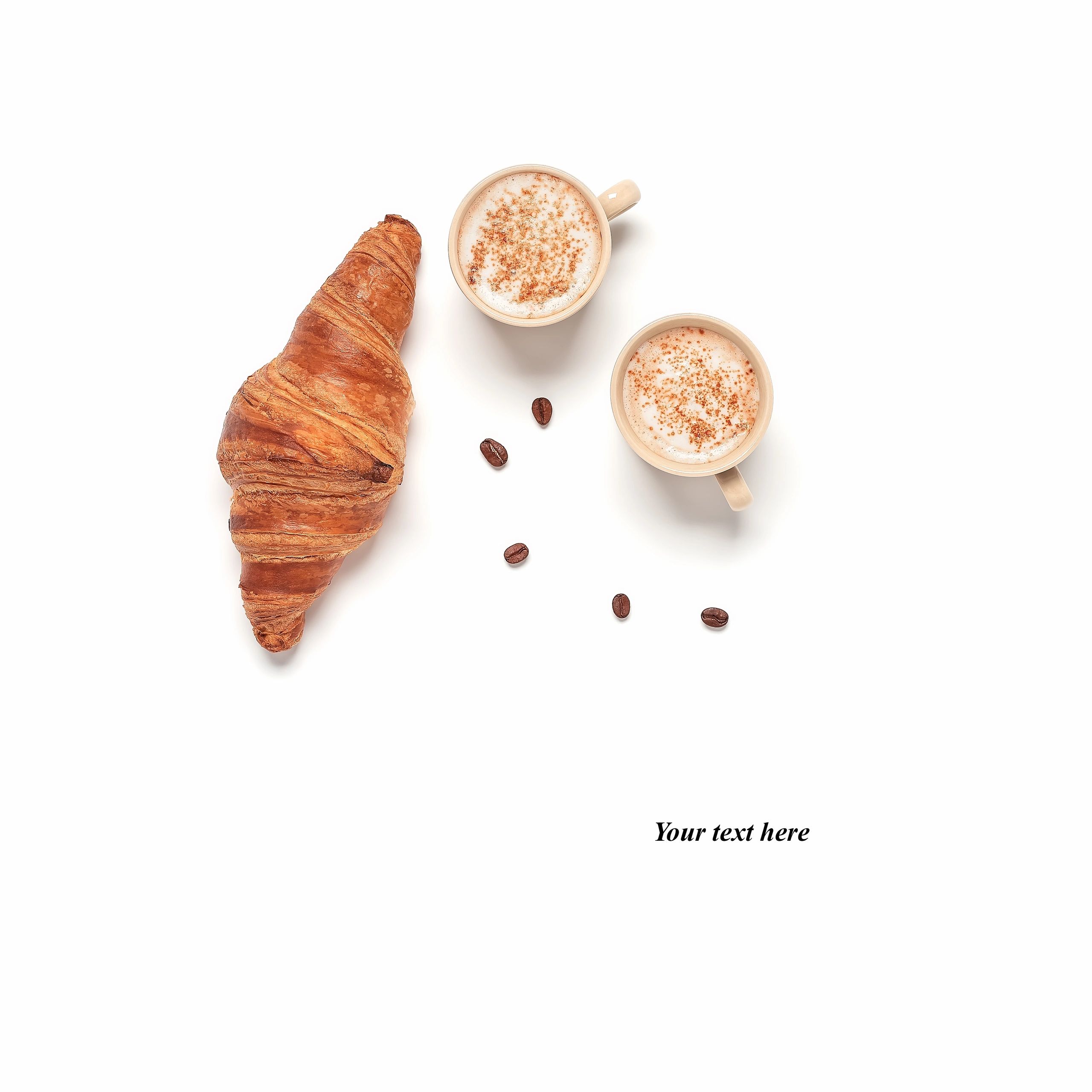 Coffee and croissant styled for breakfast